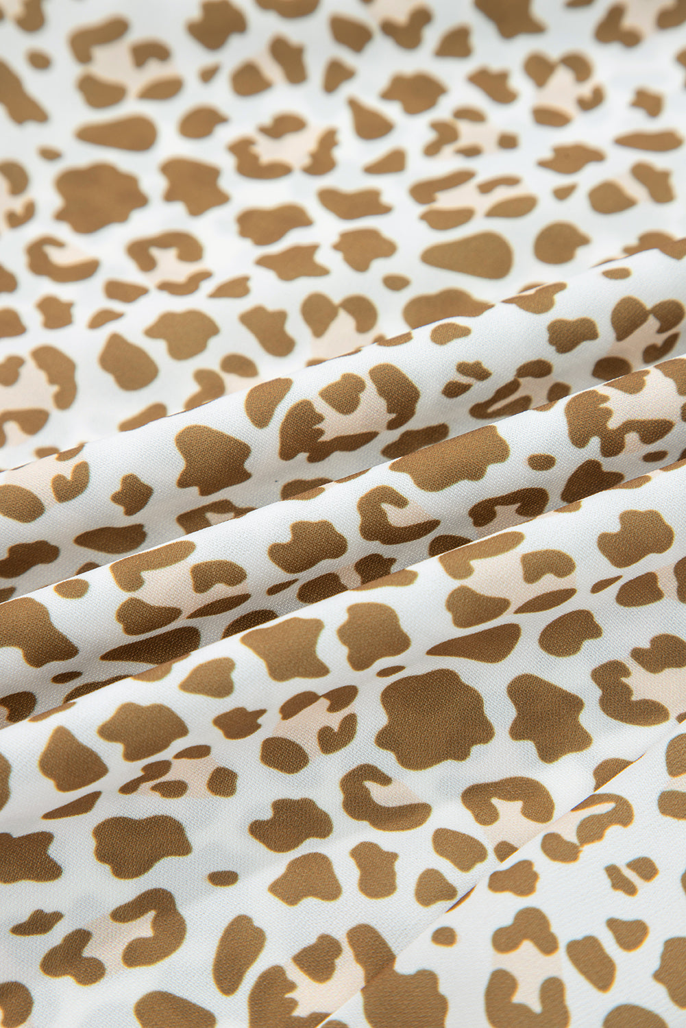 Brown Leopard Drawstring Elastic Waistband Loose Pants