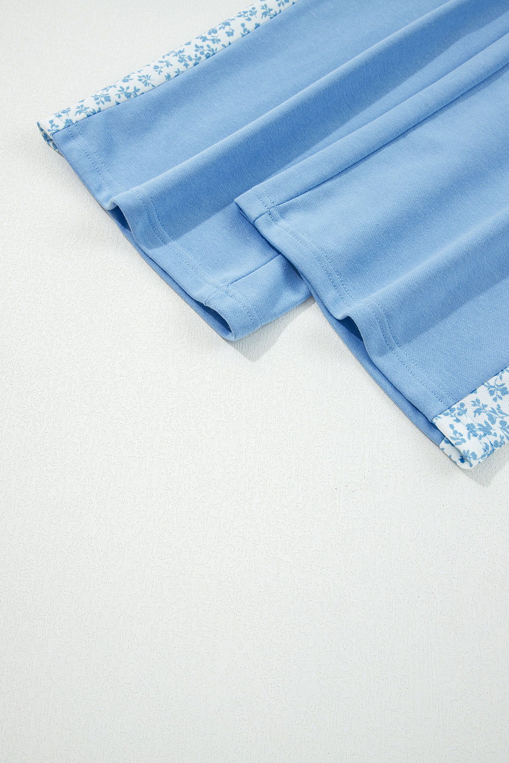 Beau Blue Floral Patchwork Drop Shoulder Pullover and Sweatpants Lounge Set