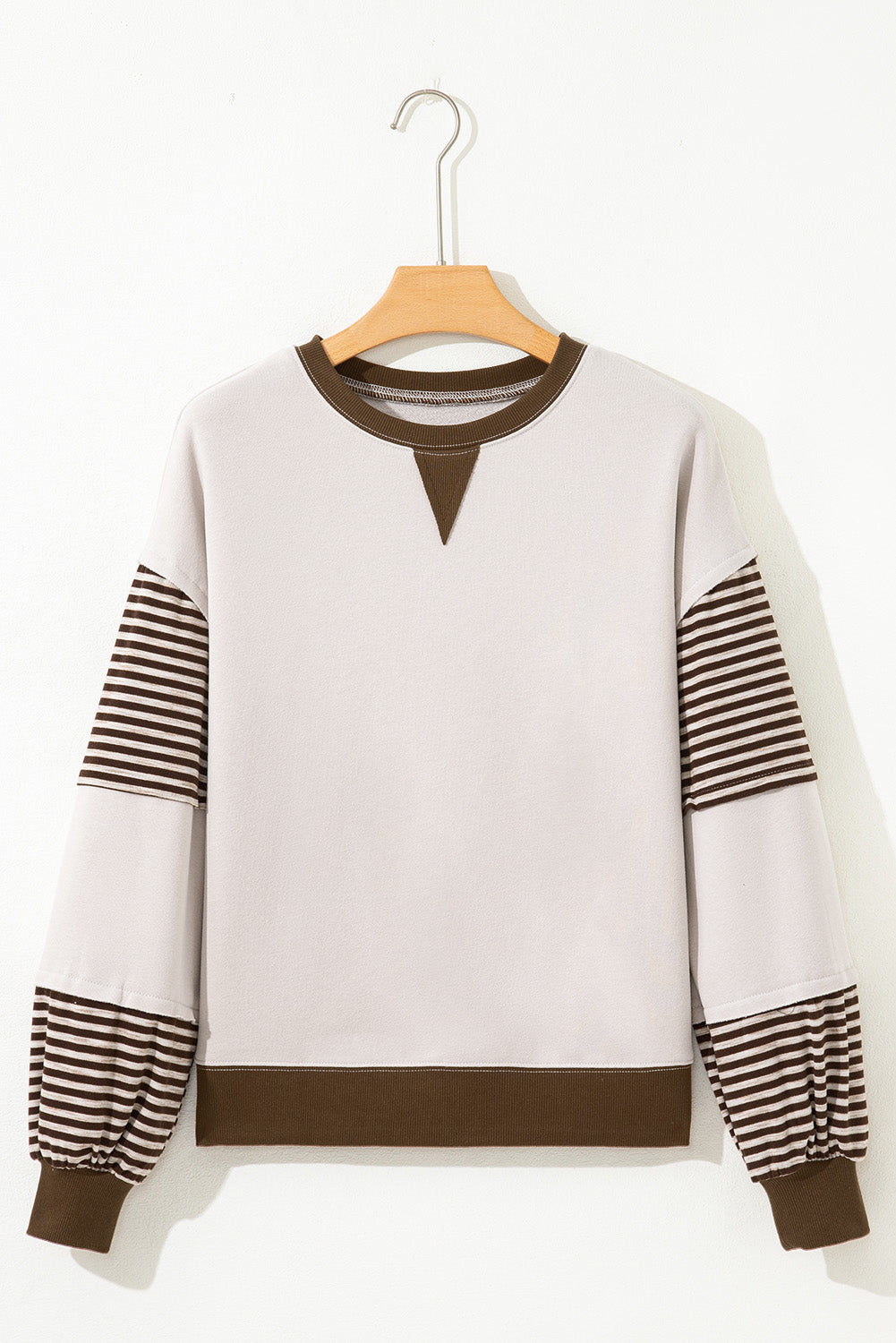 Jet Stream Striped Colorblock Patchwork Drop Shoulder Sweatshirt