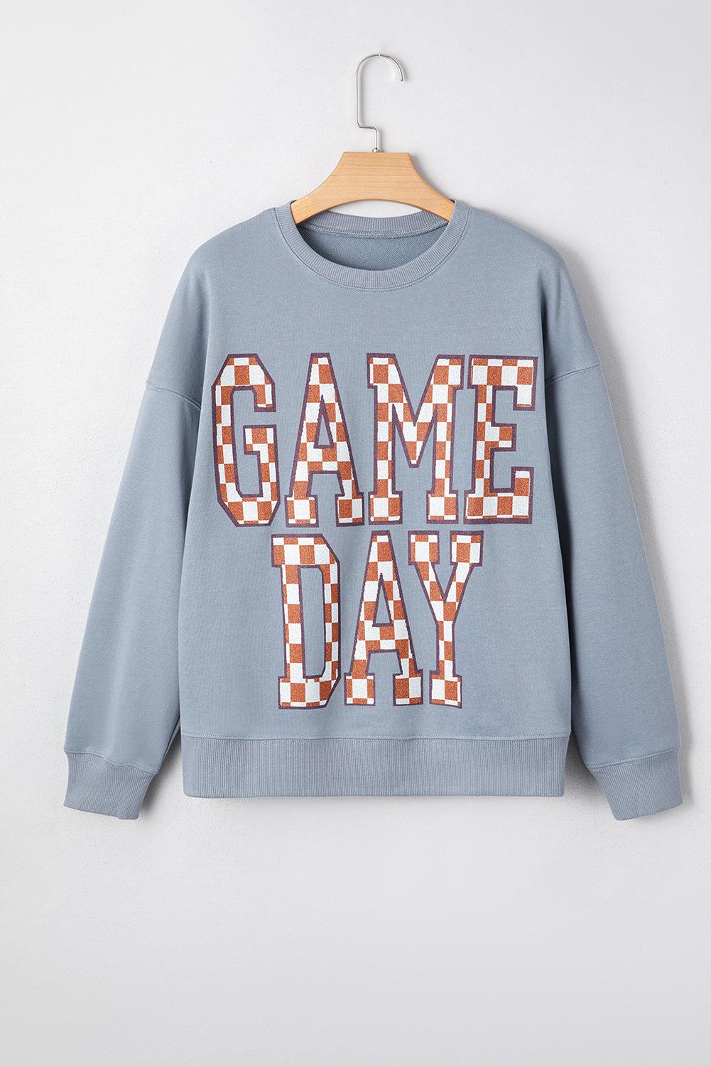 Sleet GAME DAY Checkered Letter Graphic Oversize Sweatshirt