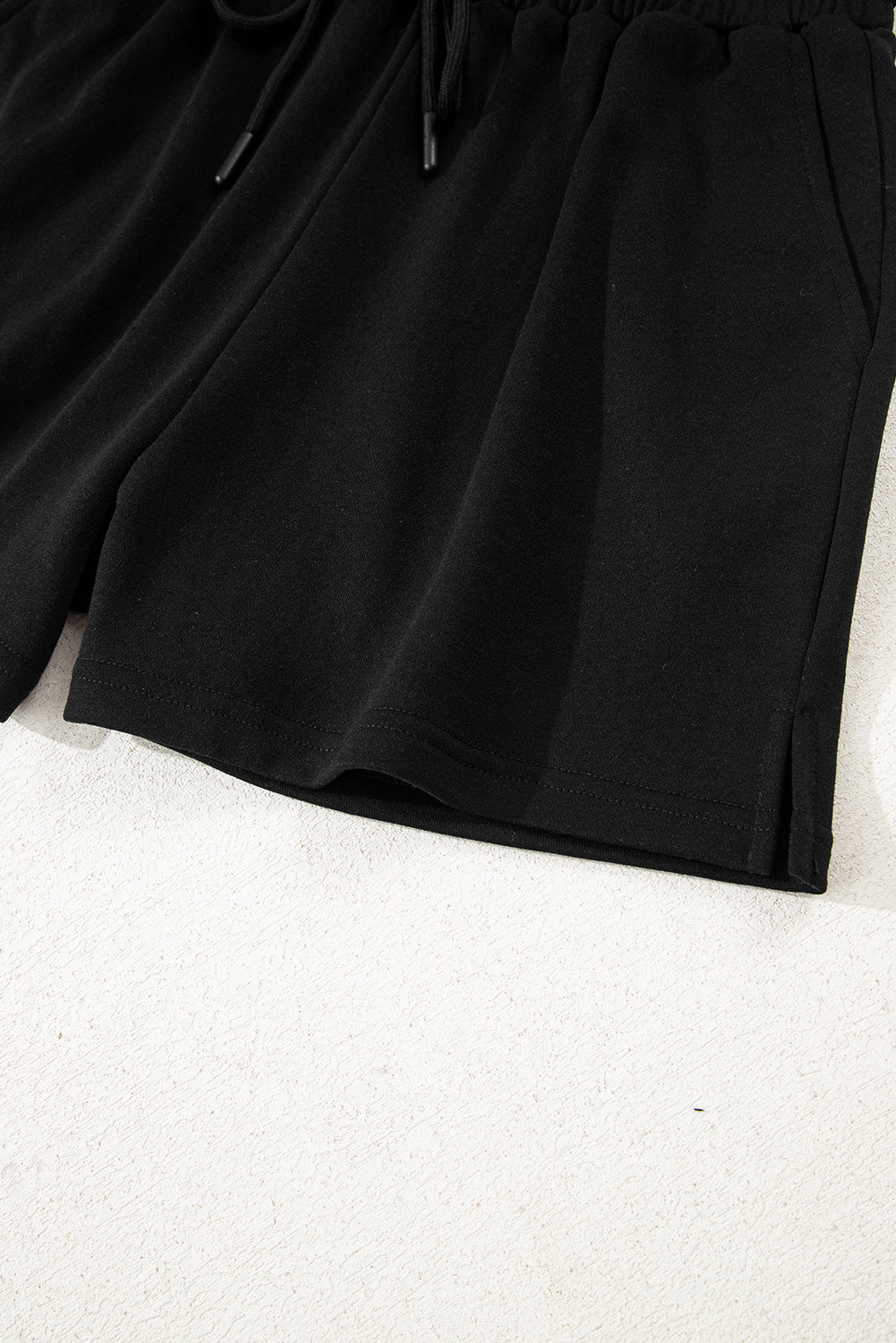 Evergreen Varsity Striped Sleeve Drop Shoulder Sweatshirt and Short Set