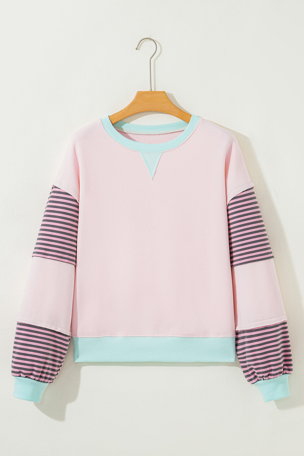 Jet Stream Striped Colorblock Patchwork Drop Shoulder Sweatshirt