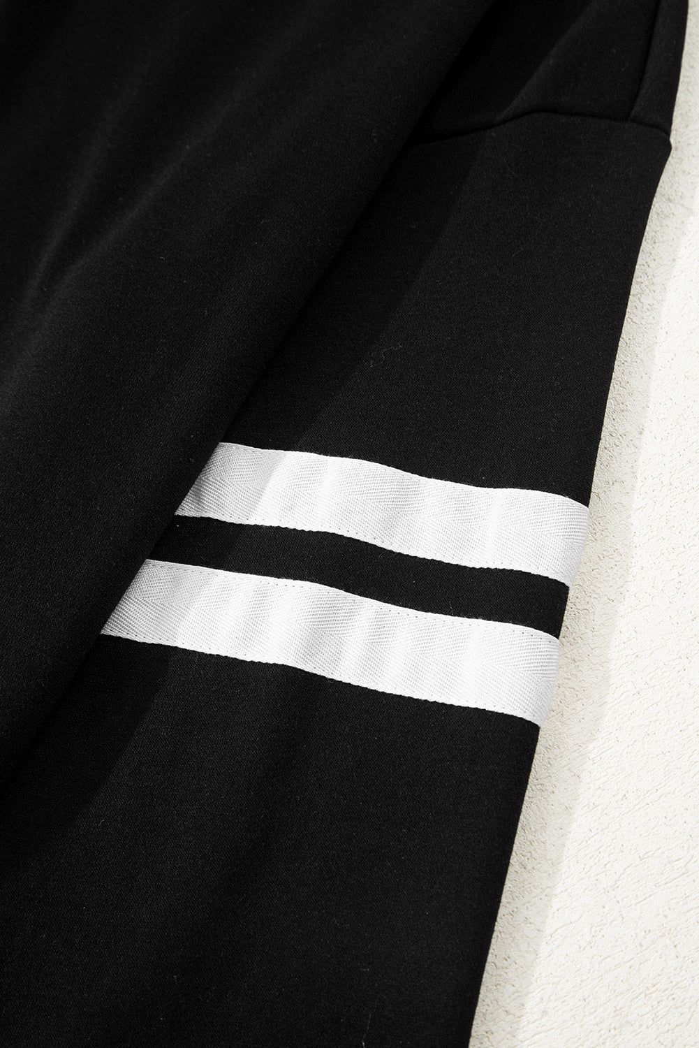 Evergreen Varsity Striped Sleeve Drop Shoulder Sweatshirt and Short Set